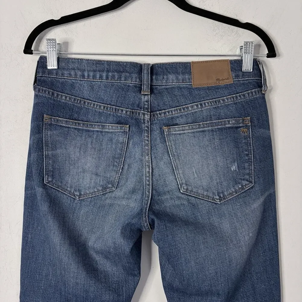 Madewell Women's Jeans 24 Slim Boyjean Distressed Med Wash Denim E0269 Low Rise - Picture 5 of 8